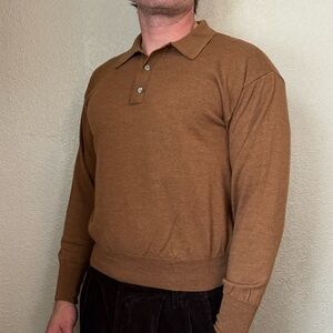 Jos A Bank Italian Vintage 90's Men's Large Quarter Button Sweater Pure New Wool